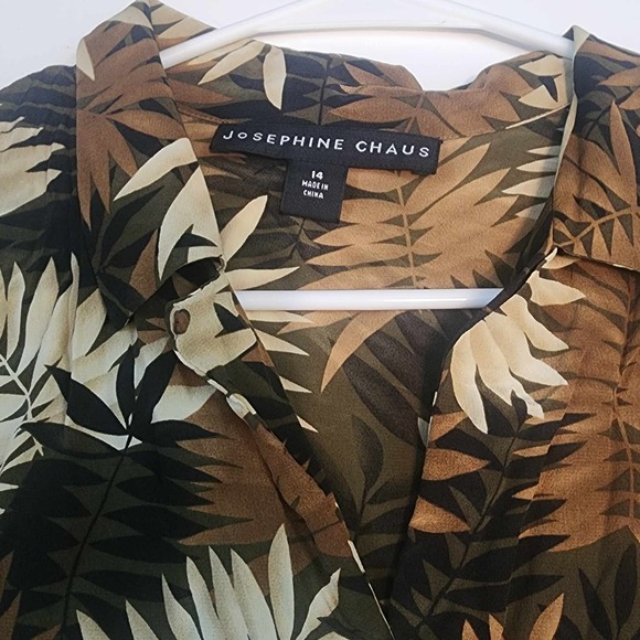 Vintage Josephine Chaus 100% Silk Button Up, Size 14 - Picture 2 of 11